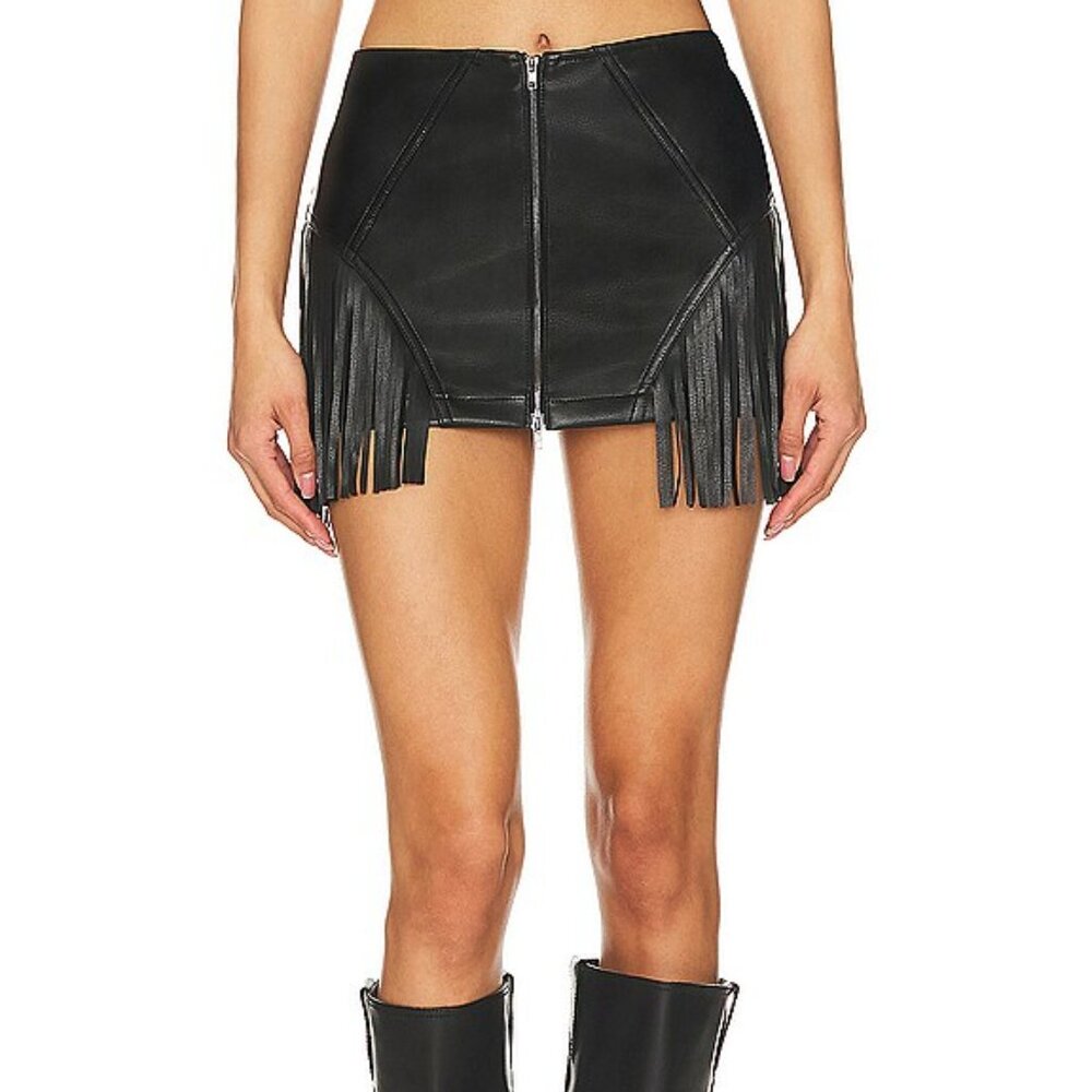 Riley Faux Leather Skirt Superdown Size: M Color: Black